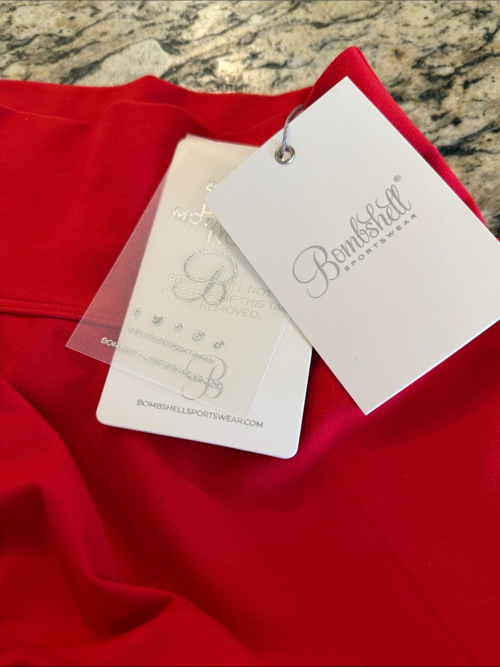 Bombshell Sportswear Red Power Line Shorts NWT Sz Small - Picture 6 of 8